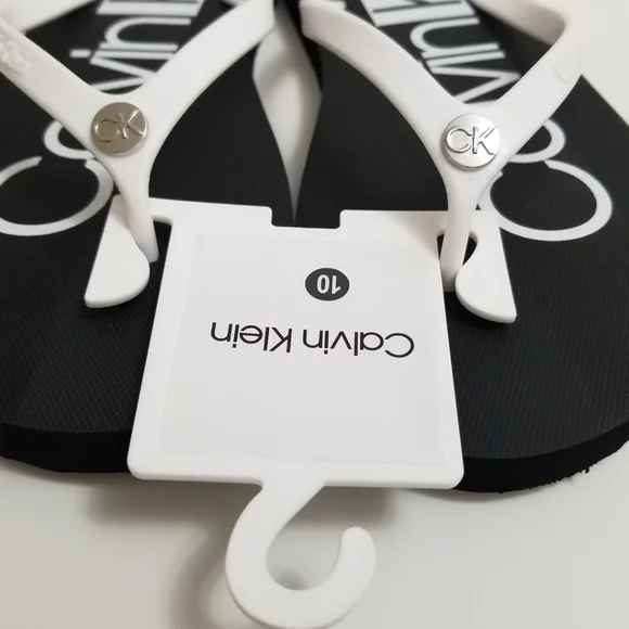 🆕️⬇️Calvin Klein Daryn White/Black Flip Flops - Picture 3 of 9